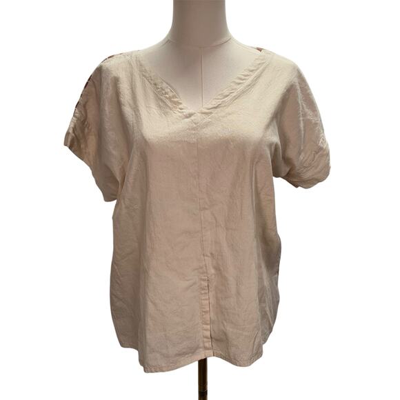 Sseko V-Neck Cotton Boho‎ Blouse Womens Medium Southwest Aztec Relaxed 1 - Picture 1 of 15